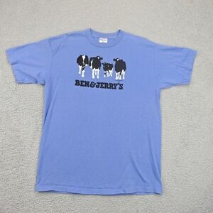 Vintage Sof Tee Ben & Jerry's Shirt Mens XL Blue Vermonts Finest 90s Graphic